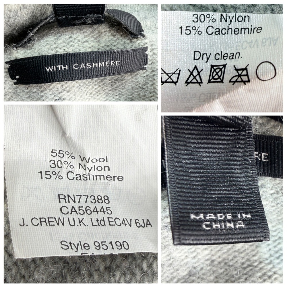 J. Crew Wool Cashmere Open Front Cardigan Sweater XS Gray Shawl Collar Womens - Picture 4 of 8